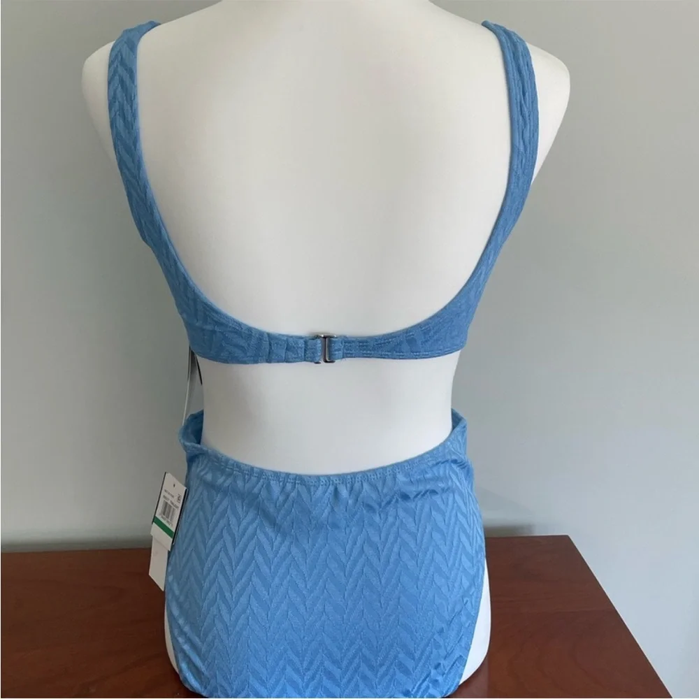 Salt + Cove Light Blue Textured Tie-Front Bikini Set